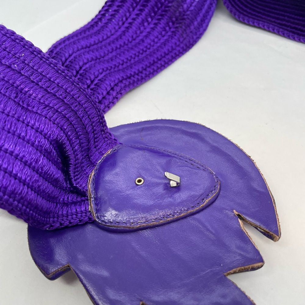 Vintage 80s Waldorf Creations Leaf Belt Leather Suede - Picture 3 of 5